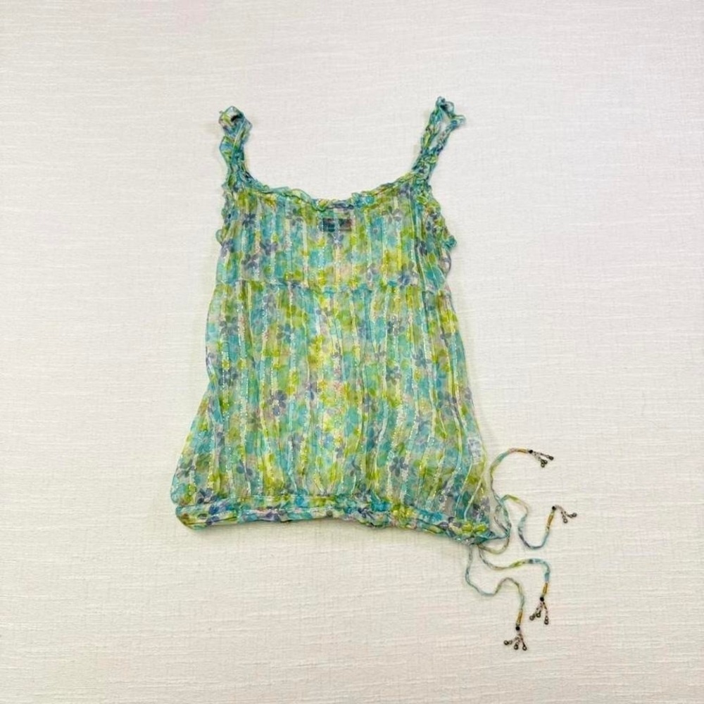 Y2K Flower Child Fairycore‎ Cami Floral Boho Babydoll Top Womens S M